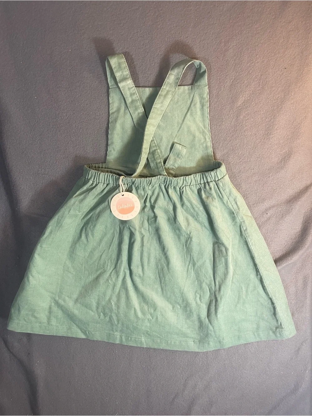 NWT Tullabee Sage Green Cotton Pinafore Jumper Dress - Size 5